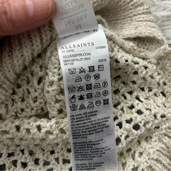 AllSaints Mesh Metallic Crew Jumper Sweater - Picture 10 of 11